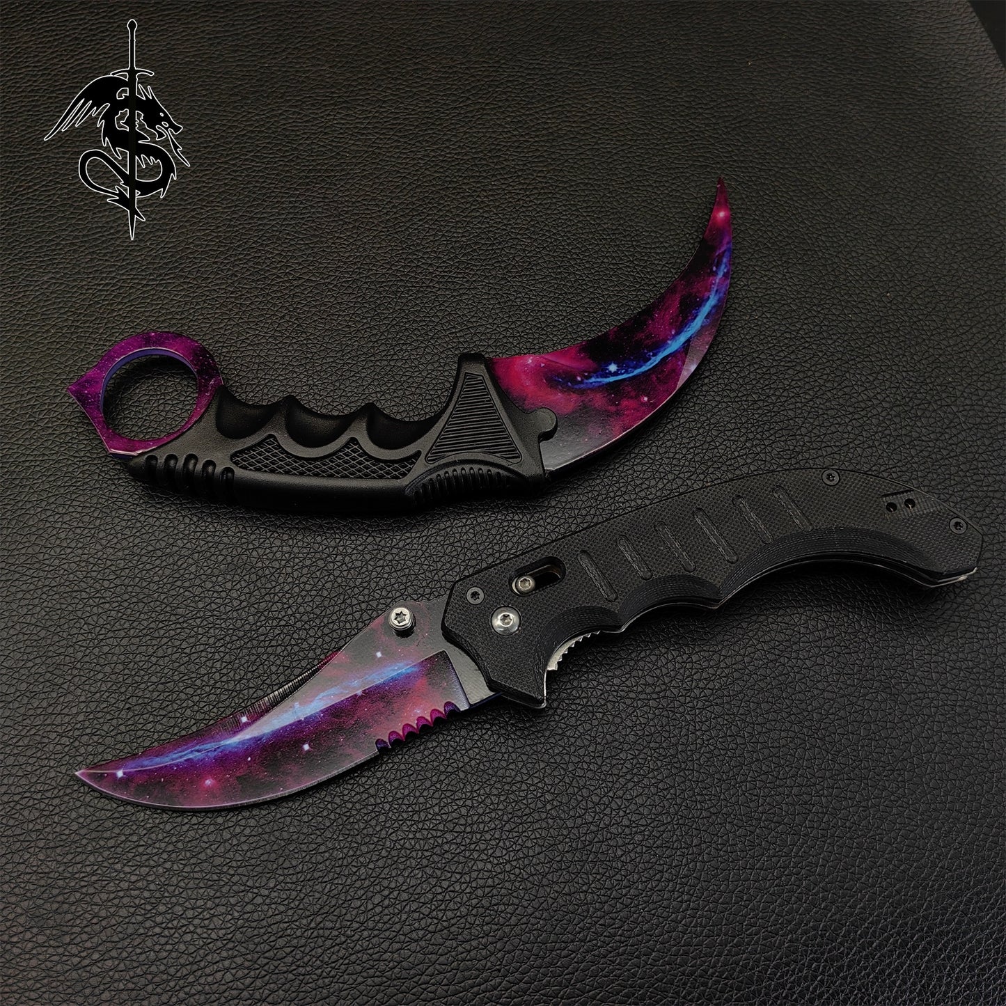 Galaxy Skin Karambit Trainer Flip Folding Knife With Case
