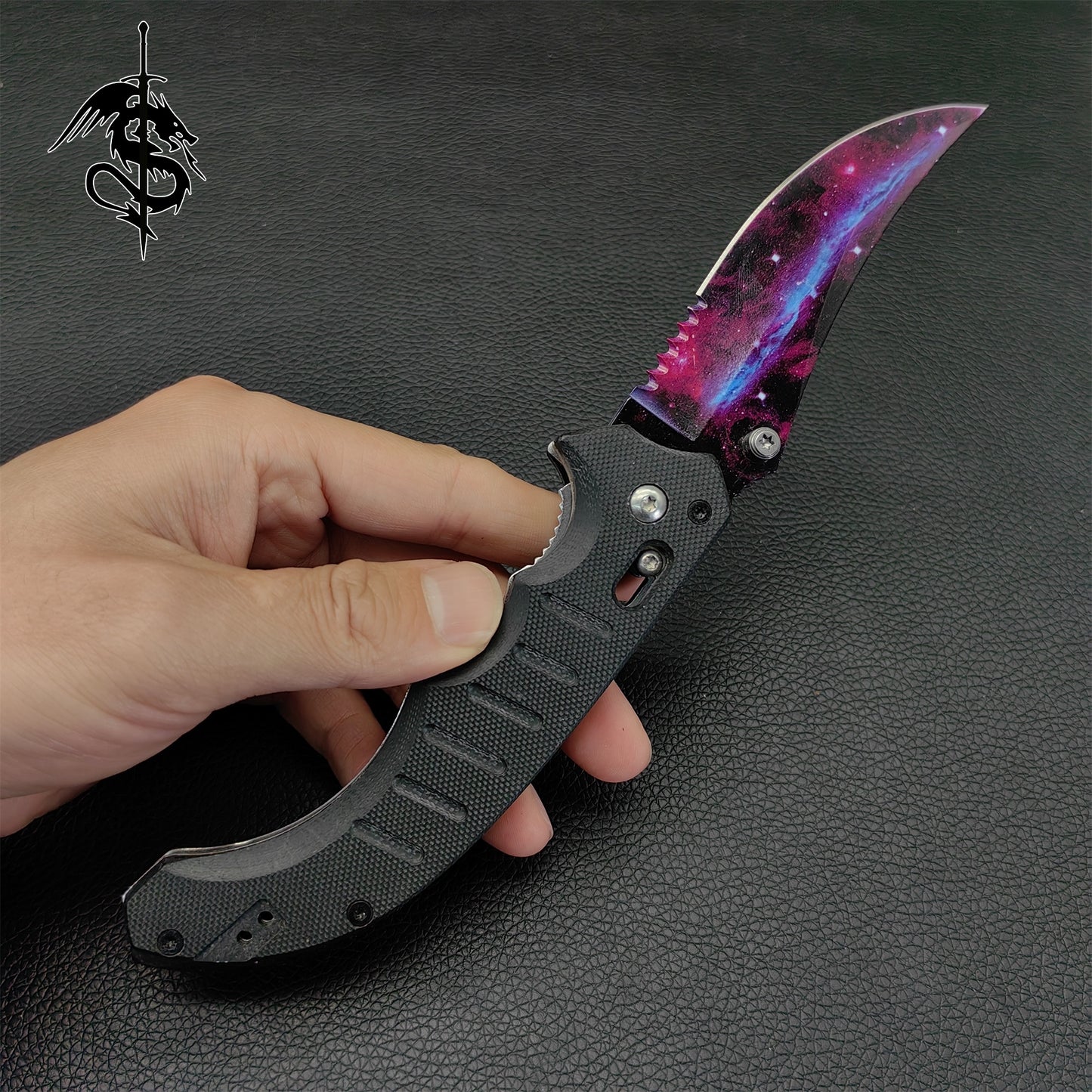 Galaxy Skin Karambit Trainer Flip Folding Knife With Case