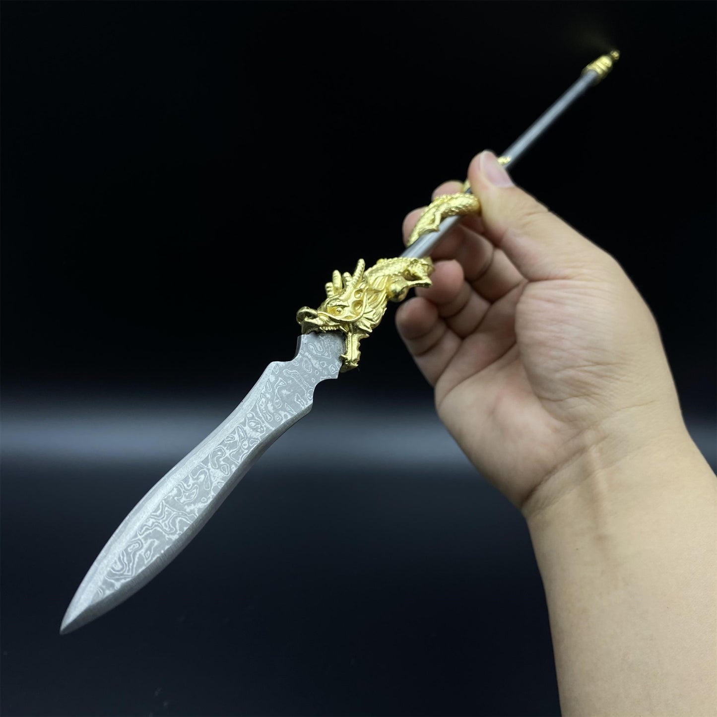 Hand-Forged Damascus Steel Dragon Spear Miniature 41CM/16.1"