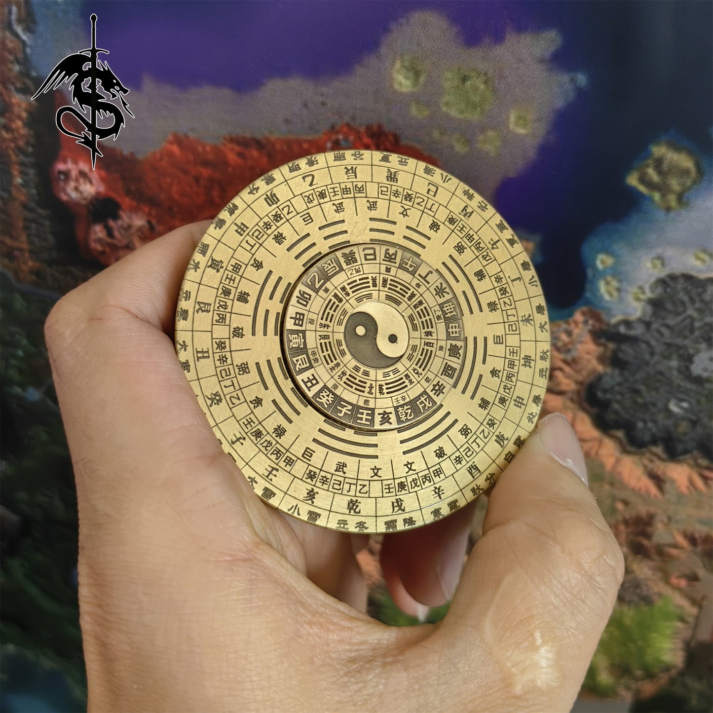 Brass Bagua Compass Finger Spinner Toy