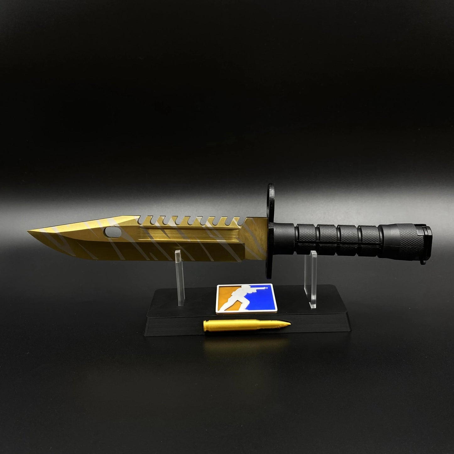 420 Steel Dull Blade Replica Life-Size CS2 Tiger Tooth Skin M9 Bayonet For Collection