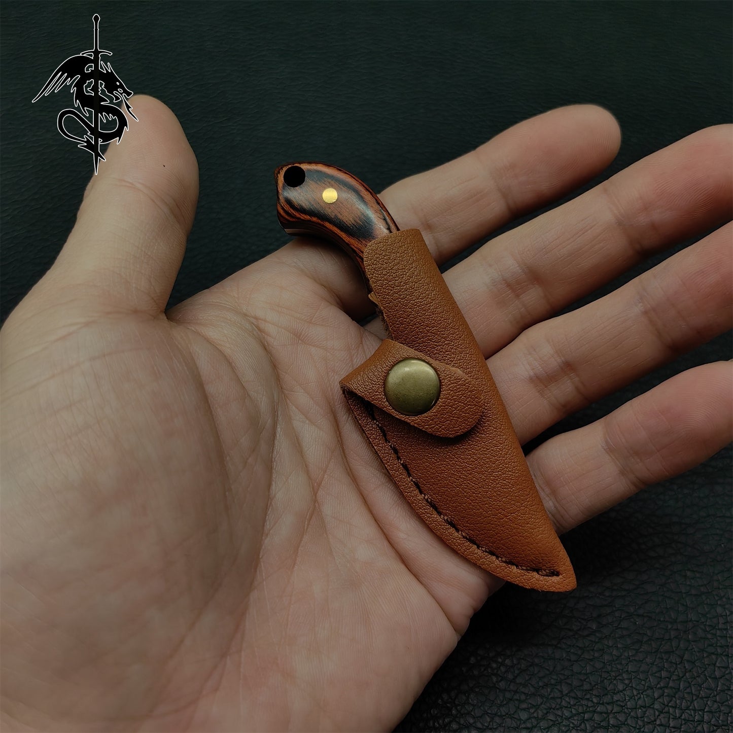 High-End Wood Brass Alloy Handle Mini EDC Knife