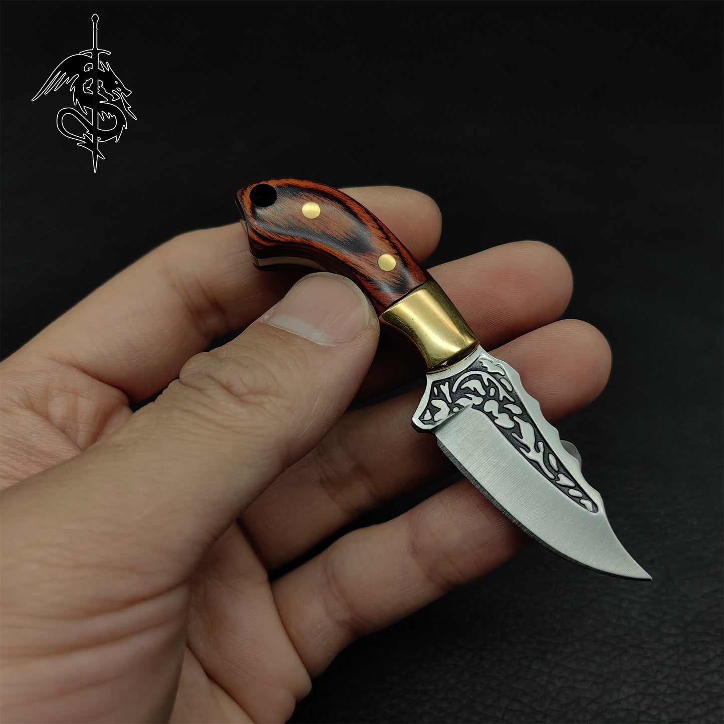 High-End Wood Brass Alloy Handle Mini EDC Knife