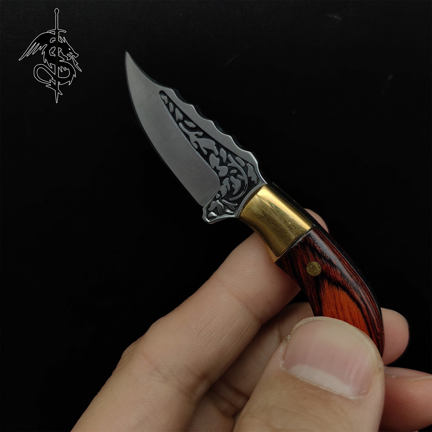 High-End Wood Brass Alloy Handle Mini EDC Knife
