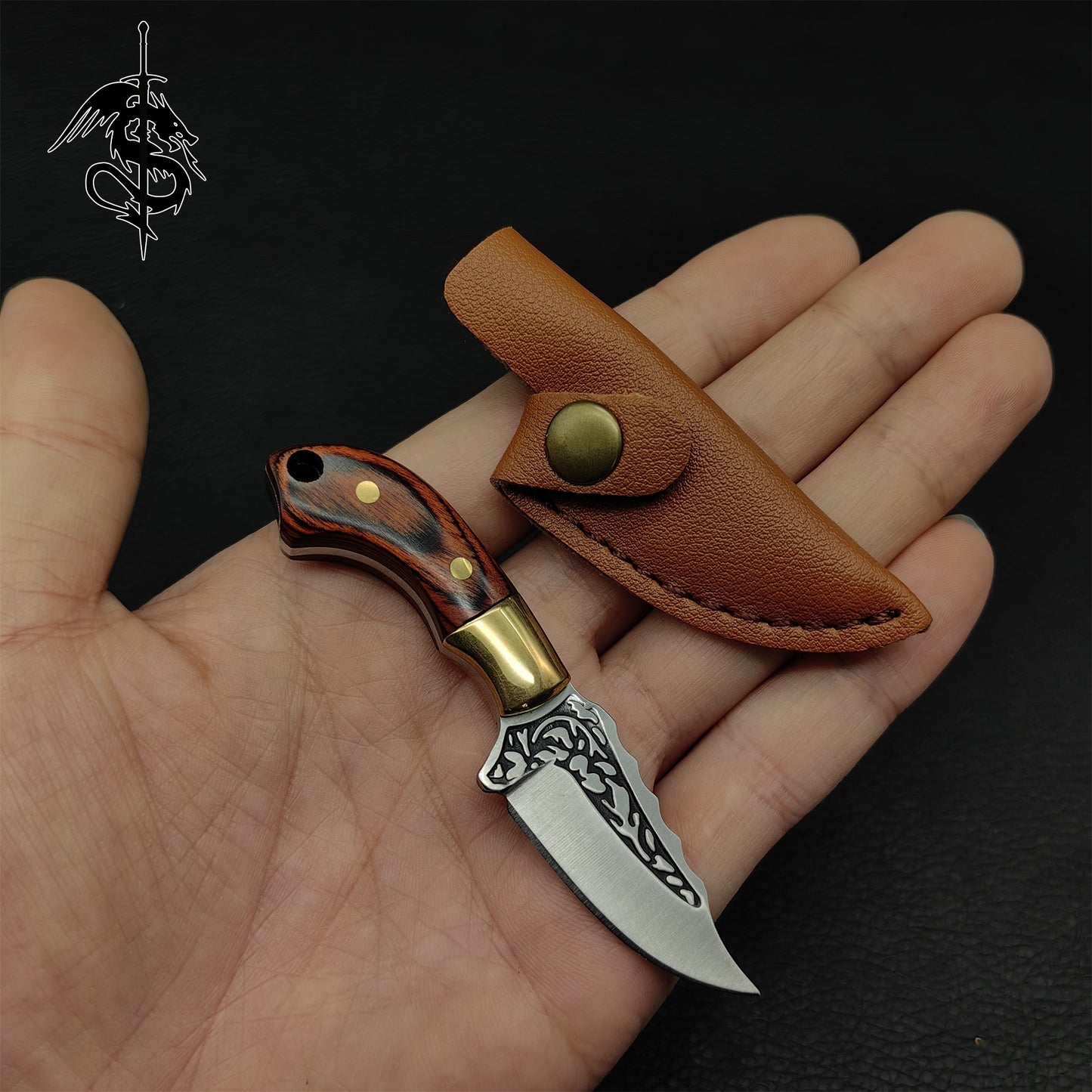 High-End Wood Brass Alloy Handle Mini EDC Knife