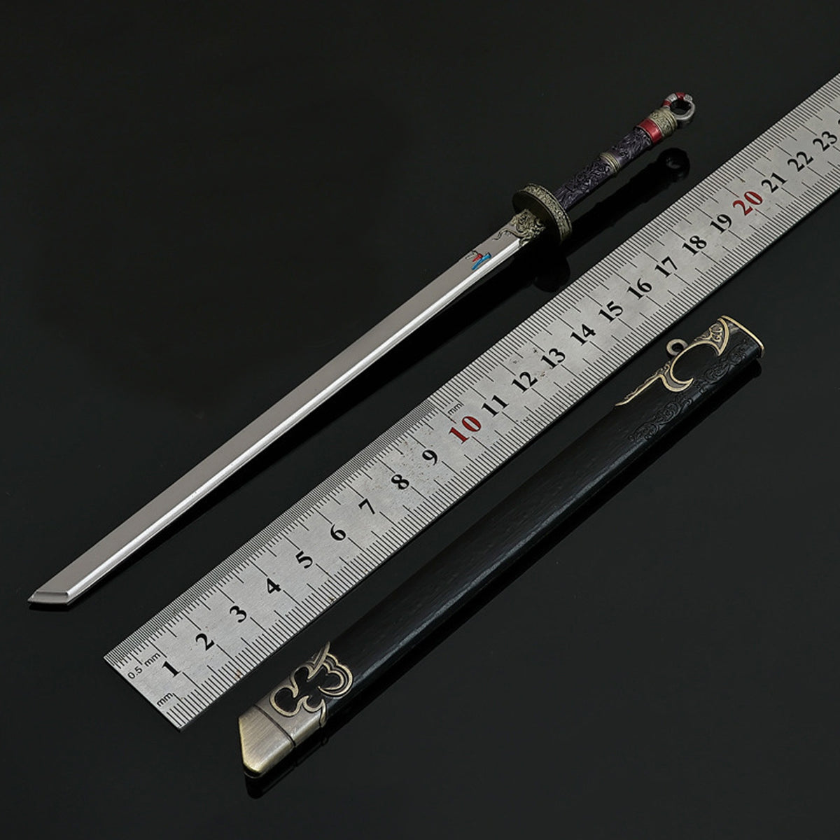 Cang Yu Tu Meng Chuan Demon Slayer Sword Alloy Replica Chinese Fantasy Anime Weapon Replica with Scabbard Non-sharp Desktop Collectible Ornament Gift