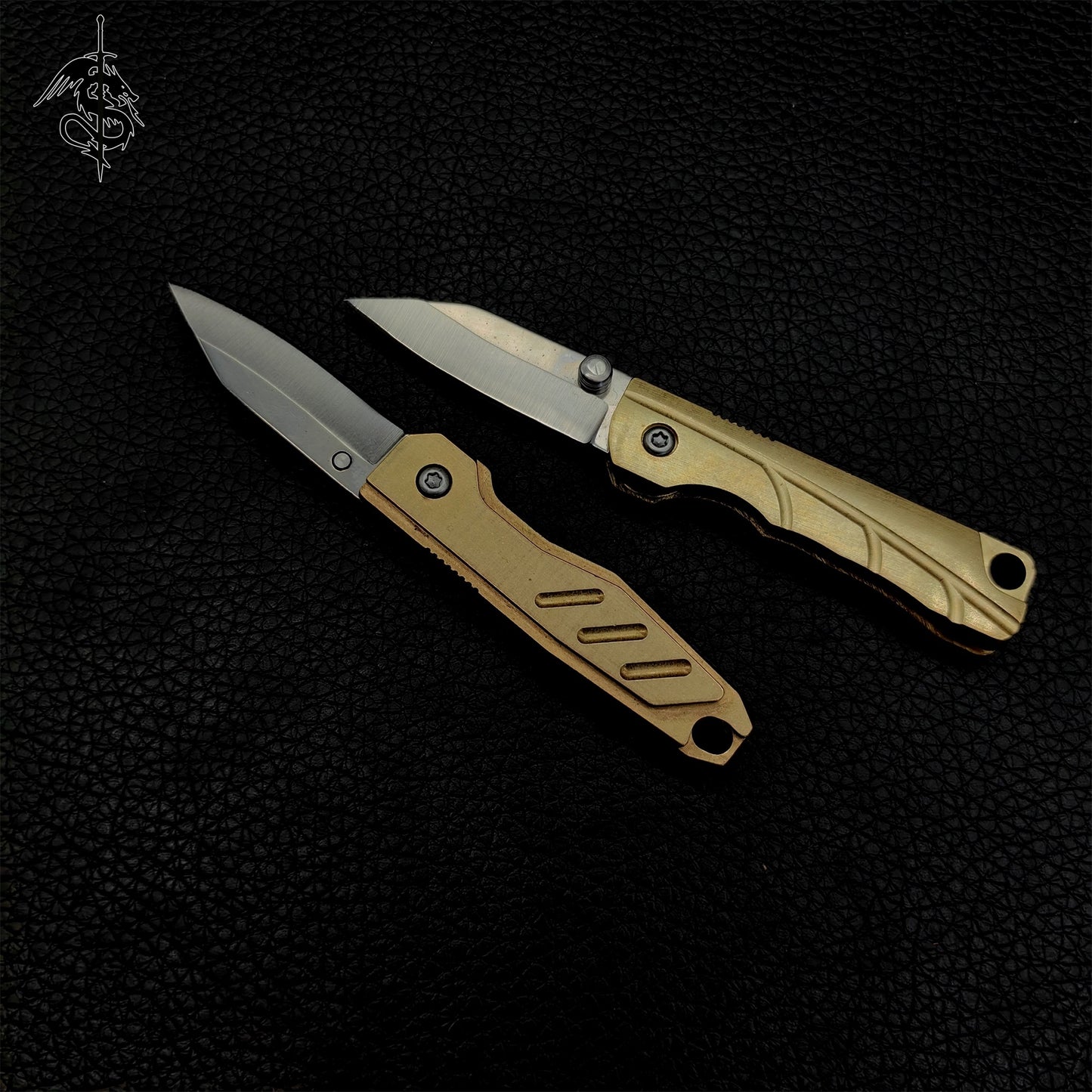 Brass Handle Creative Mini Folding Knife Outdoor Tool 2 In 1 Pack