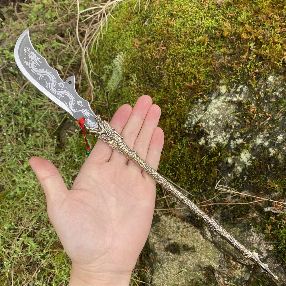 Hand-forged Three Kingdom GuanDao Green Dragon Crescent Blade 35CM/13.7"