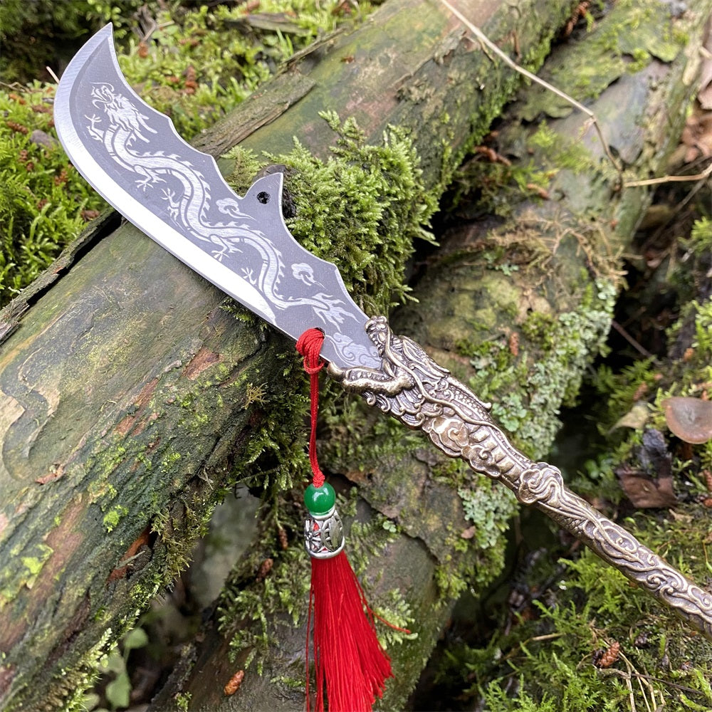 Hand-forged Three Kingdom GuanDao Green Dragon Crescent Blade 35CM/13.7"