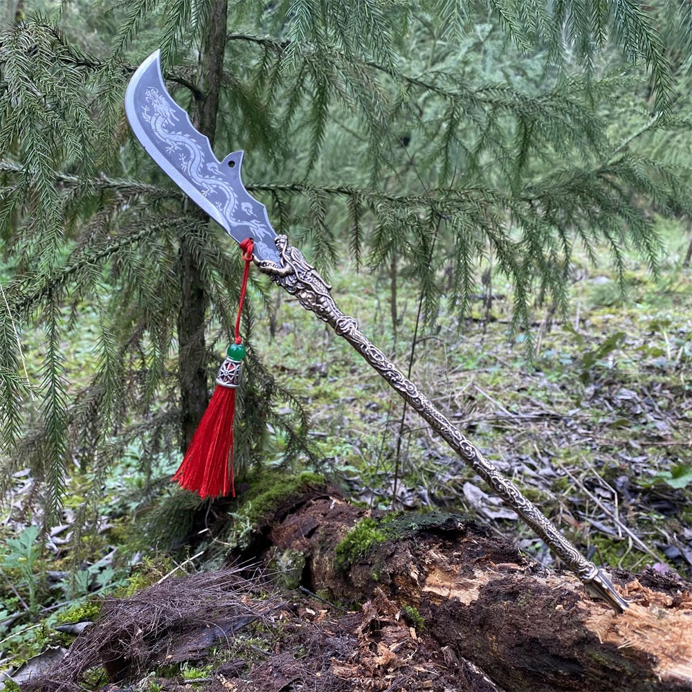 Hand-forged Three Kingdom GuanDao Green Dragon Crescent Blade 35CM/13.7"