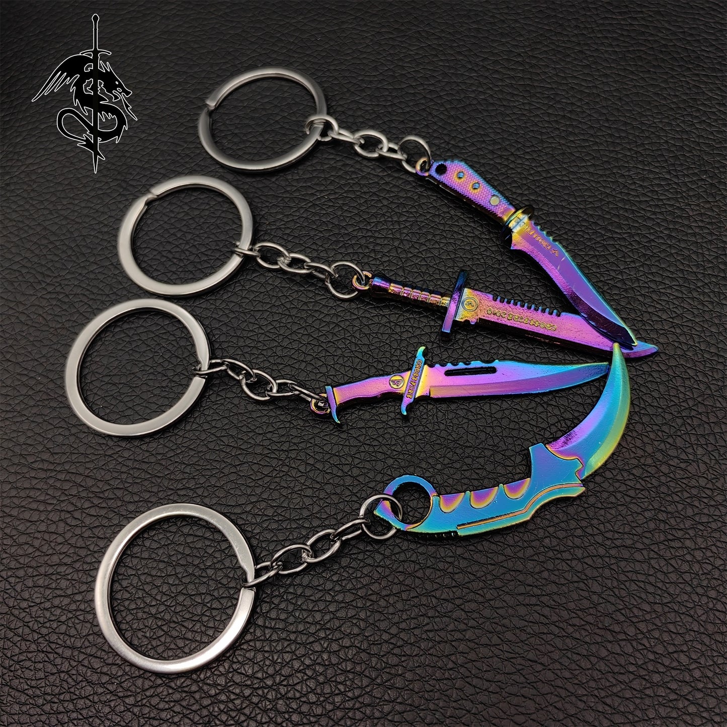 Metal Case Hardened Weapon Keychains Karambit M9 Bowie Knife
