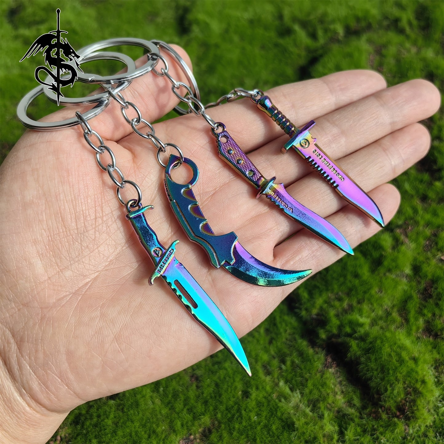 Metal Case Hardened Weapon Keychains Karambit M9 Bowie Knife
