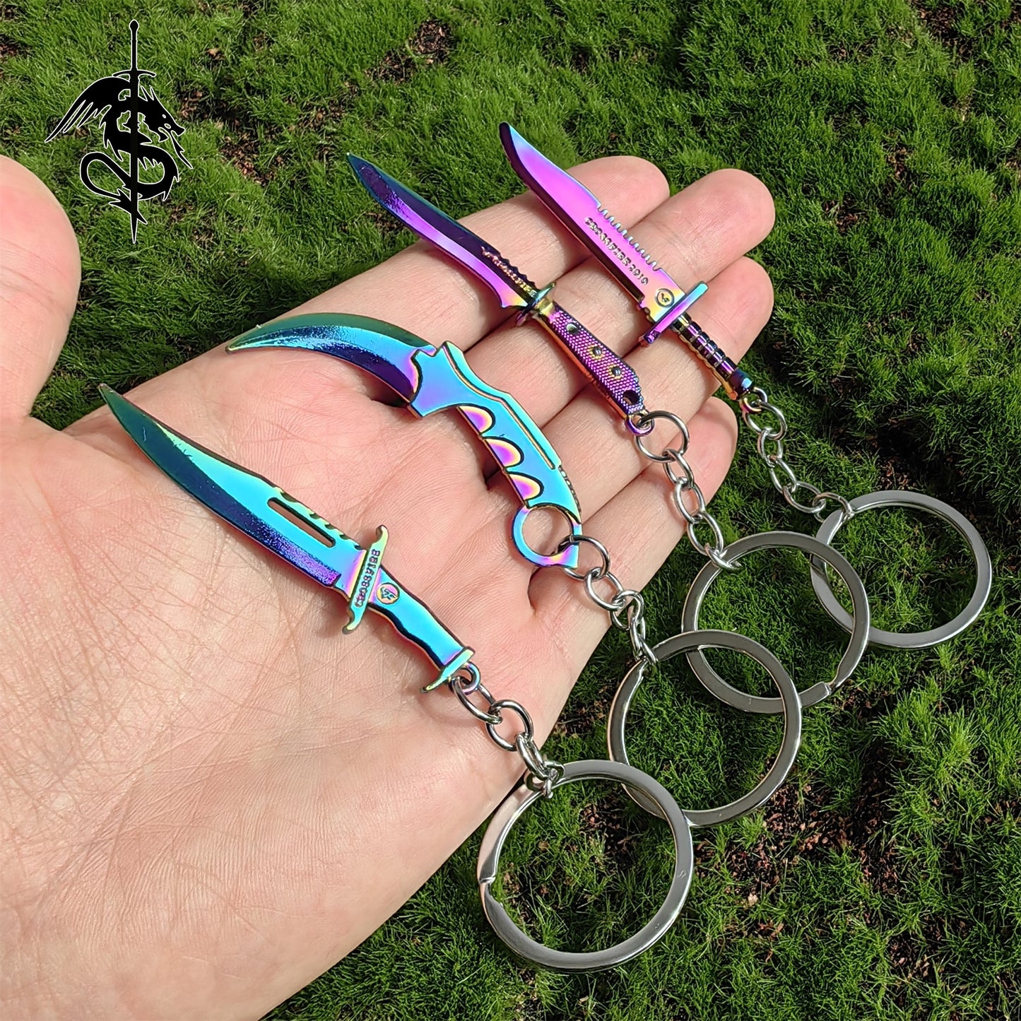 Metal Case Hardened Weapon Keychains Karambit M9 Bowie Knife