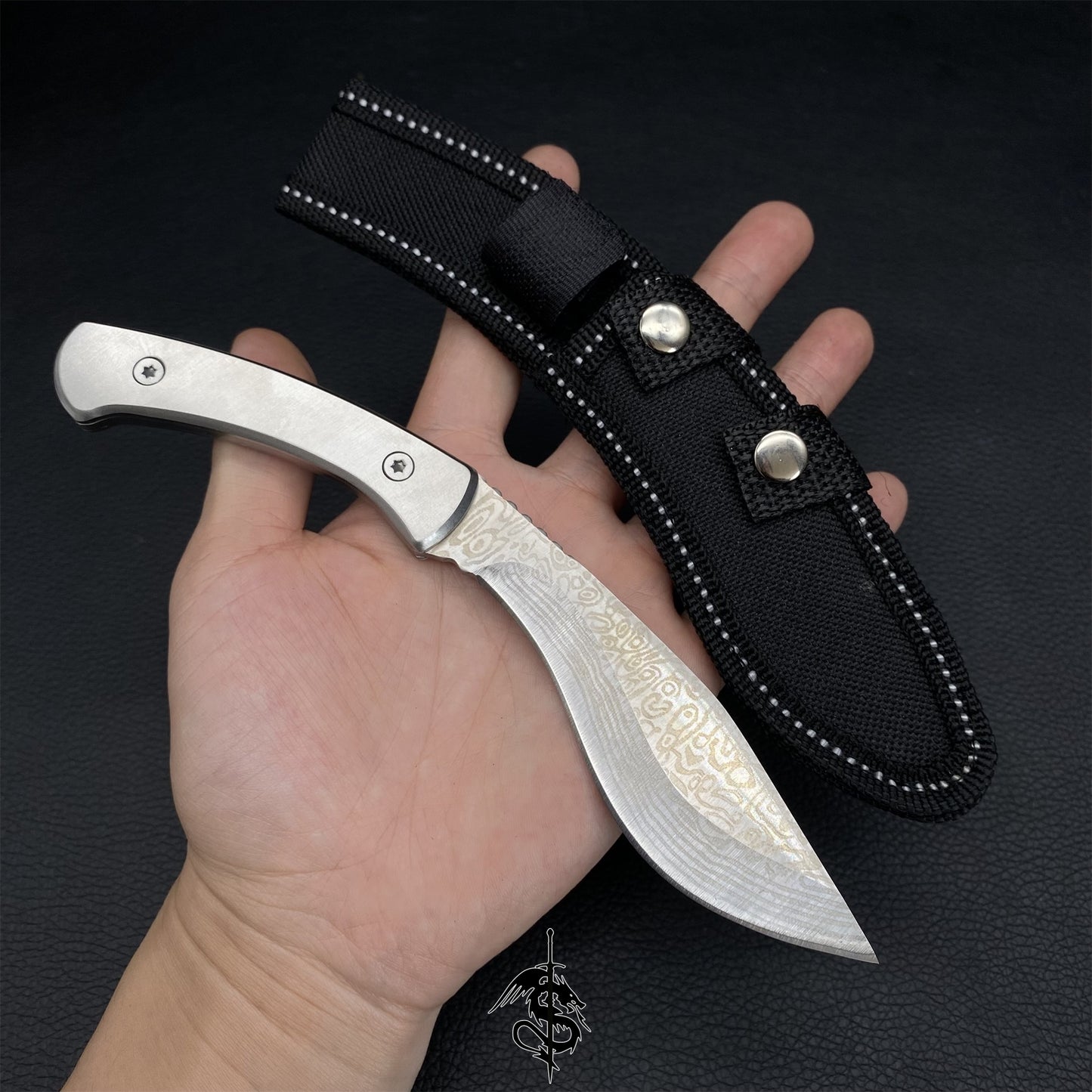High-End Damascus Tiny Steel Mini EDC Knife 2 In 1 Pack