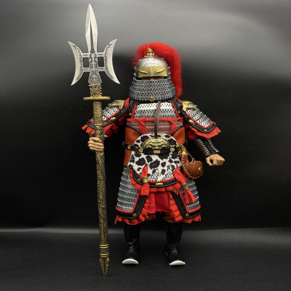 Hand-Forged Steel Three Kingdom LvBu Great Halberd Brass Handle Miniature 37.4CM/14.7"