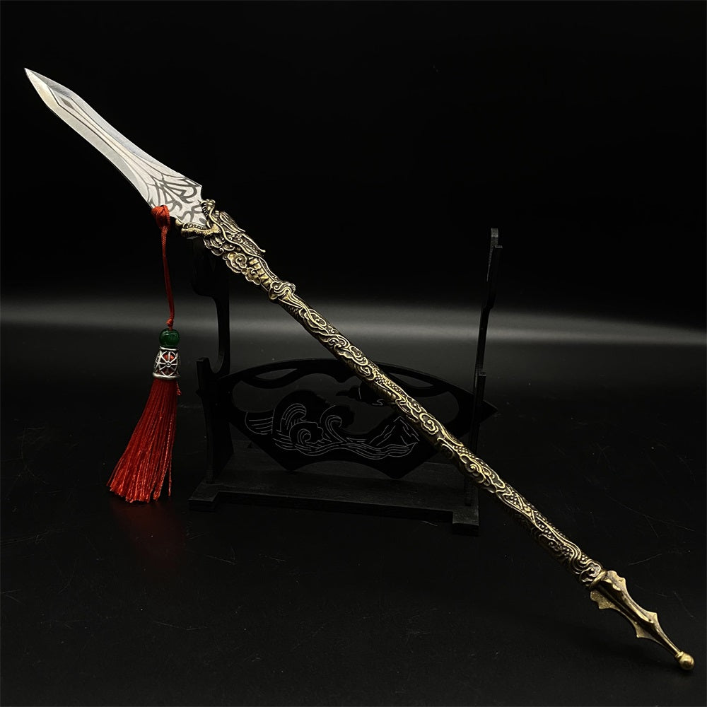 Hand-Forged Tiny Spear ZhaoYun Brass Handle Dragon Spike Miniature
