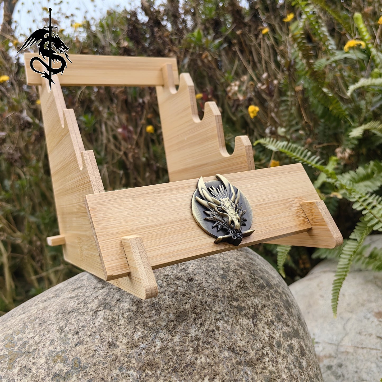 Large Size Dragon Head 4-layer Bamboo Wood Stand