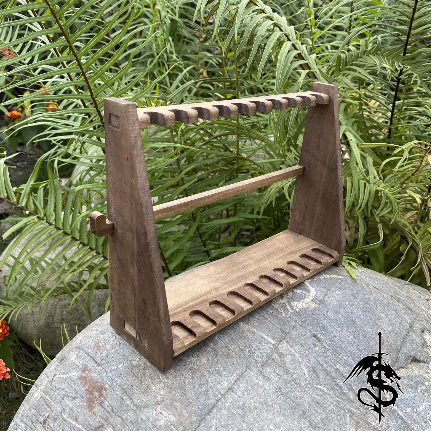 Wood Display Stand Wood Short Sword Rack Showing Holder