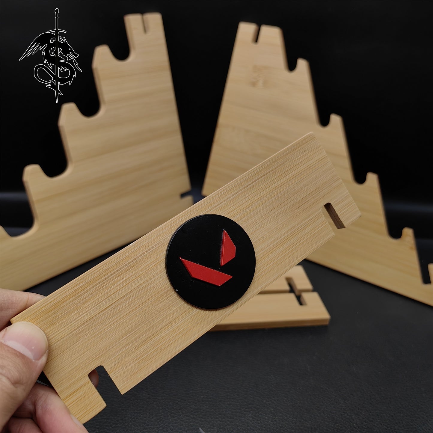 Game Props Handmade Bamboo Wood 4-layer Display Holder
