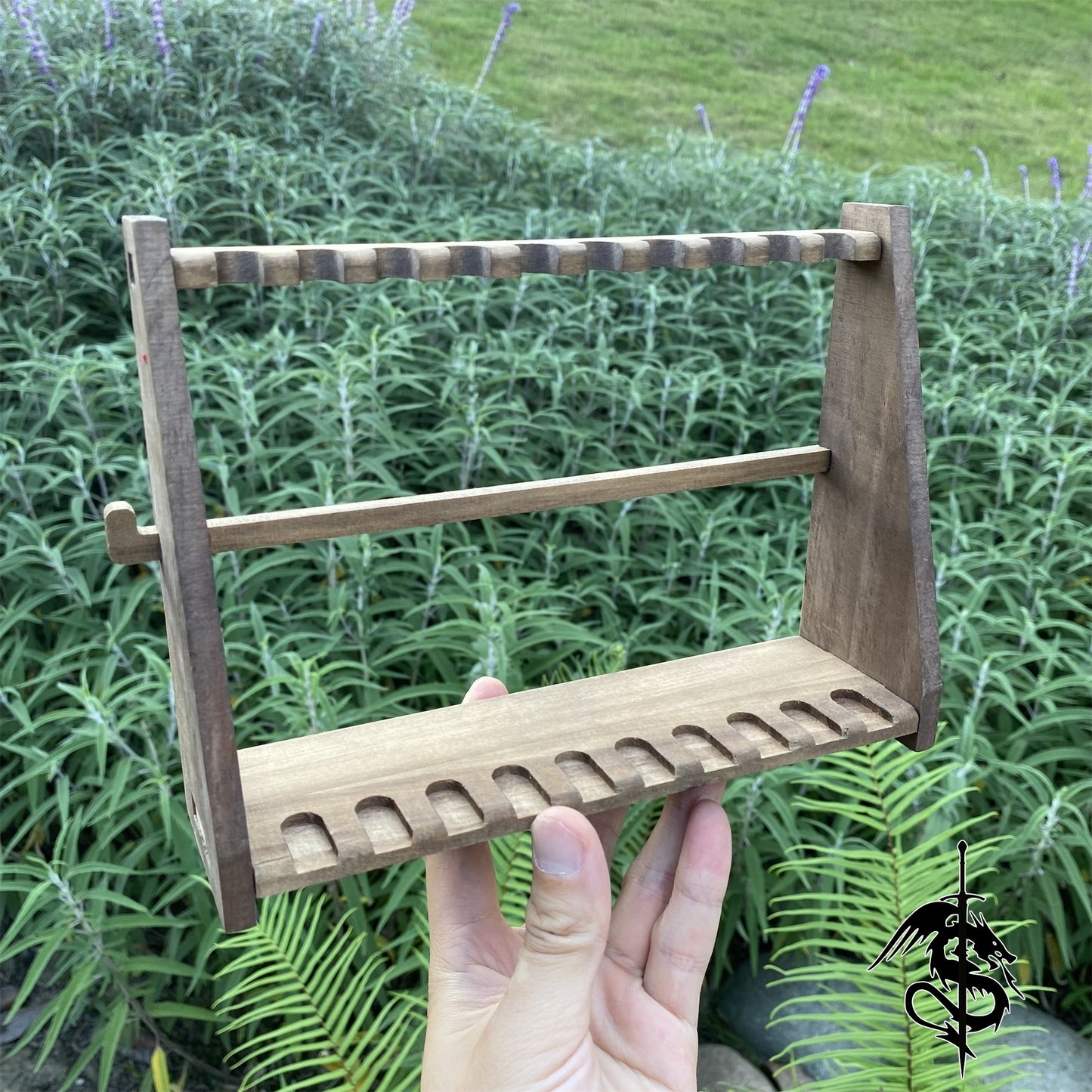 Wood Display Stand Wood Short Sword Rack Showing Holder