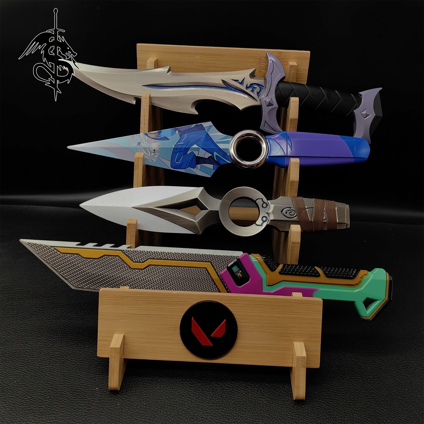 Game Props Handmade Bamboo Wood 4-layer Display Holder
