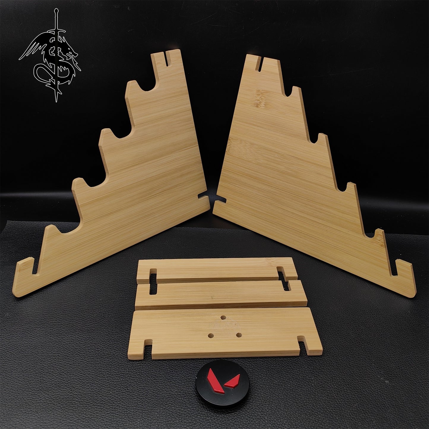 Game Props Handmade Bamboo Wood 4-layer Display Holder