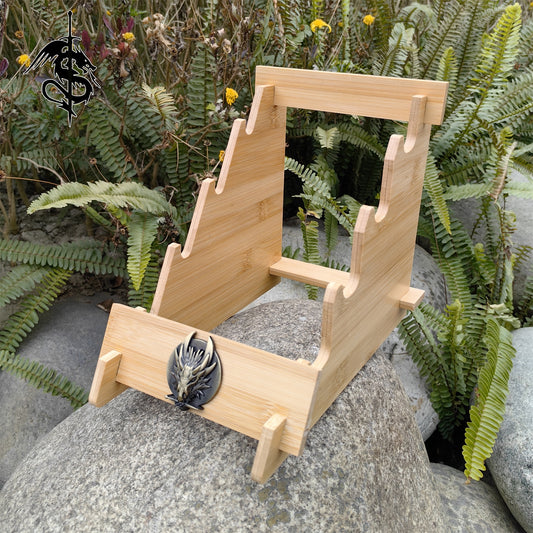Large Size Dragon Head 4-layer Bamboo Wood Stand