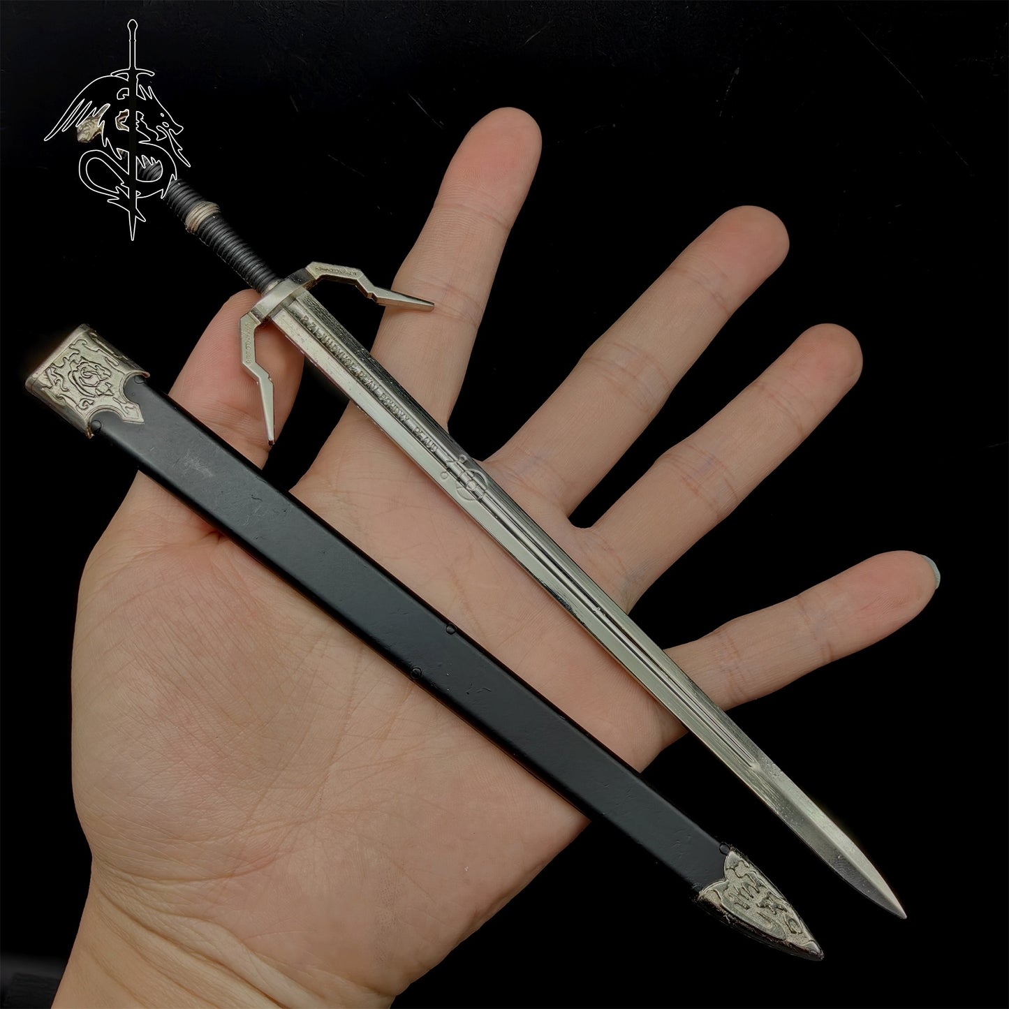 Geralt Sword Metal Miniature Griffin Silver Steel Sword