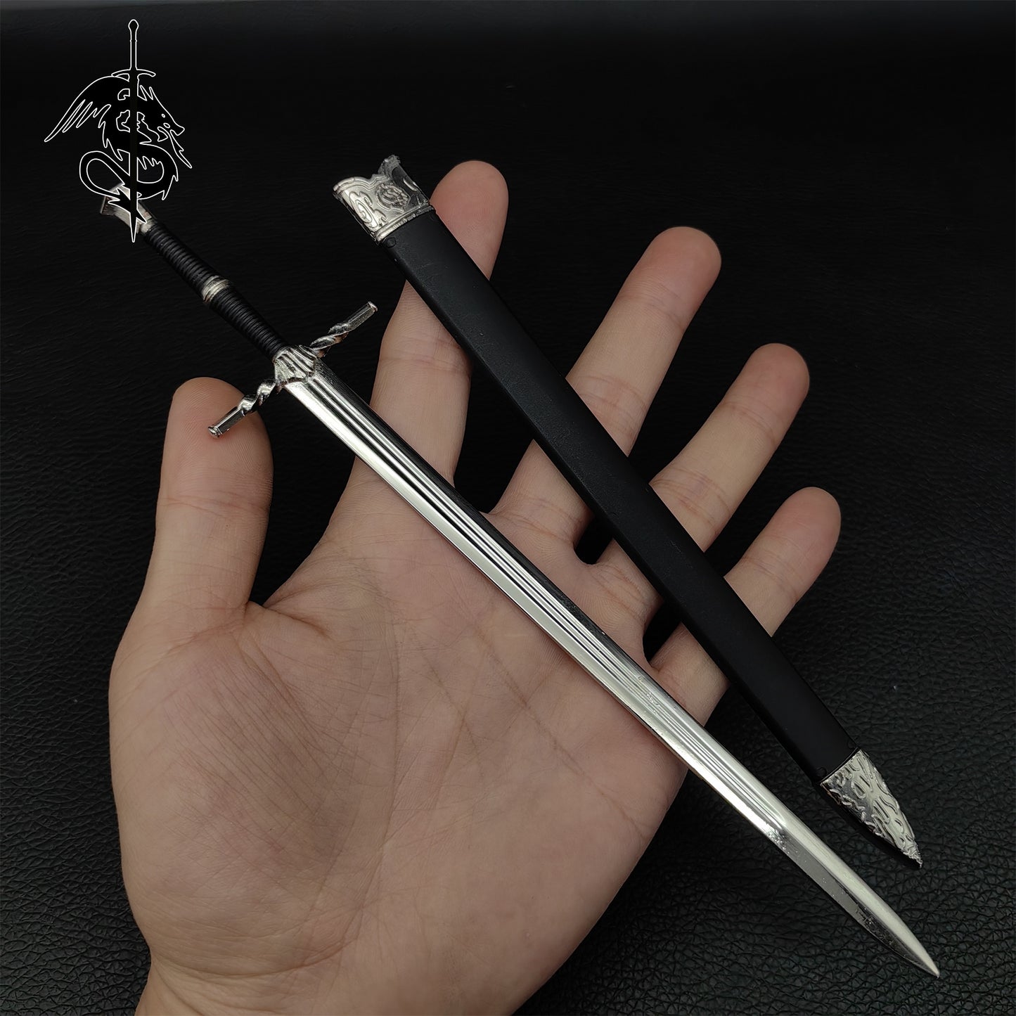 Geralt Sword Metal Miniature Griffin Silver Steel Sword