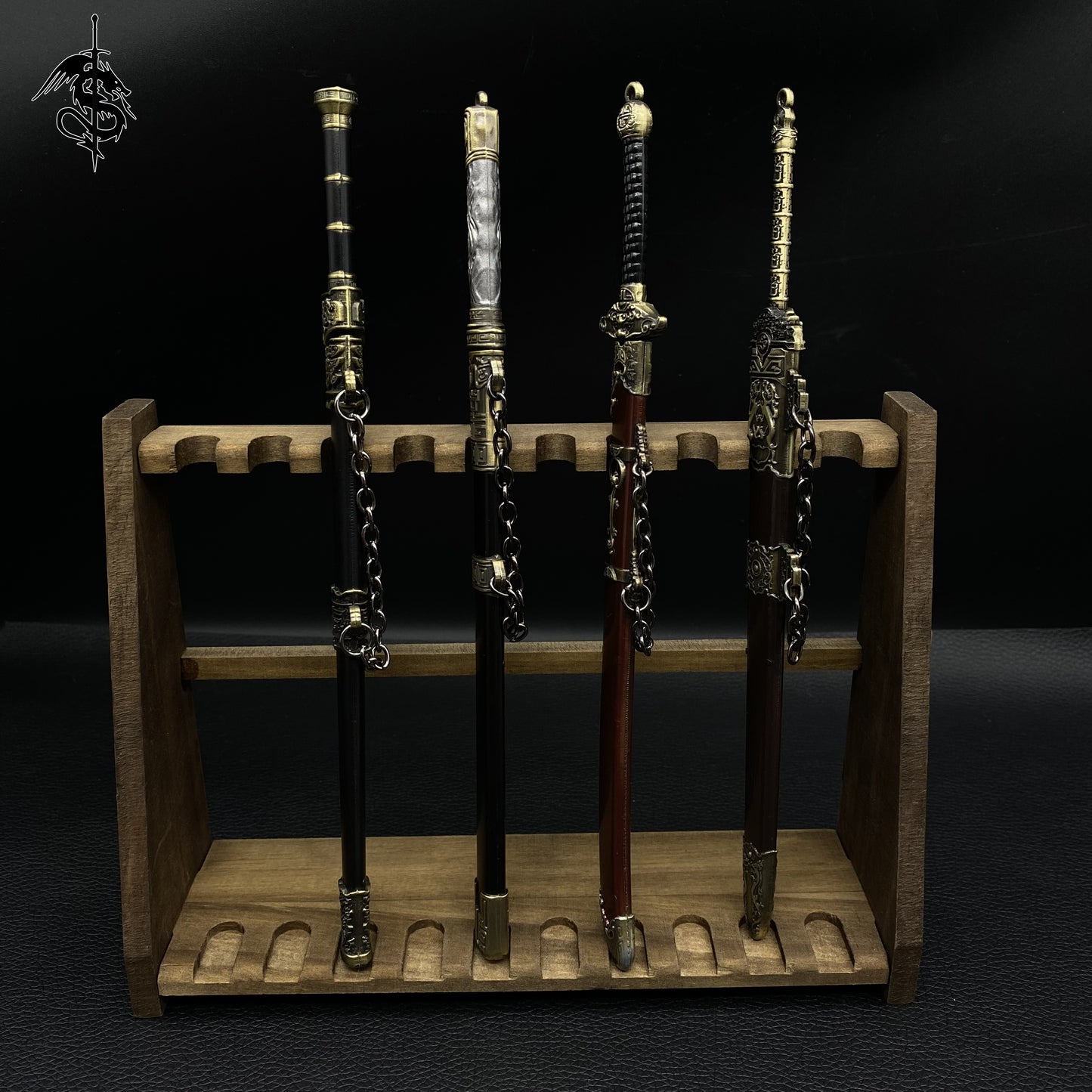 Wood Display Stand Wood Short Sword Rack Showing Holder
