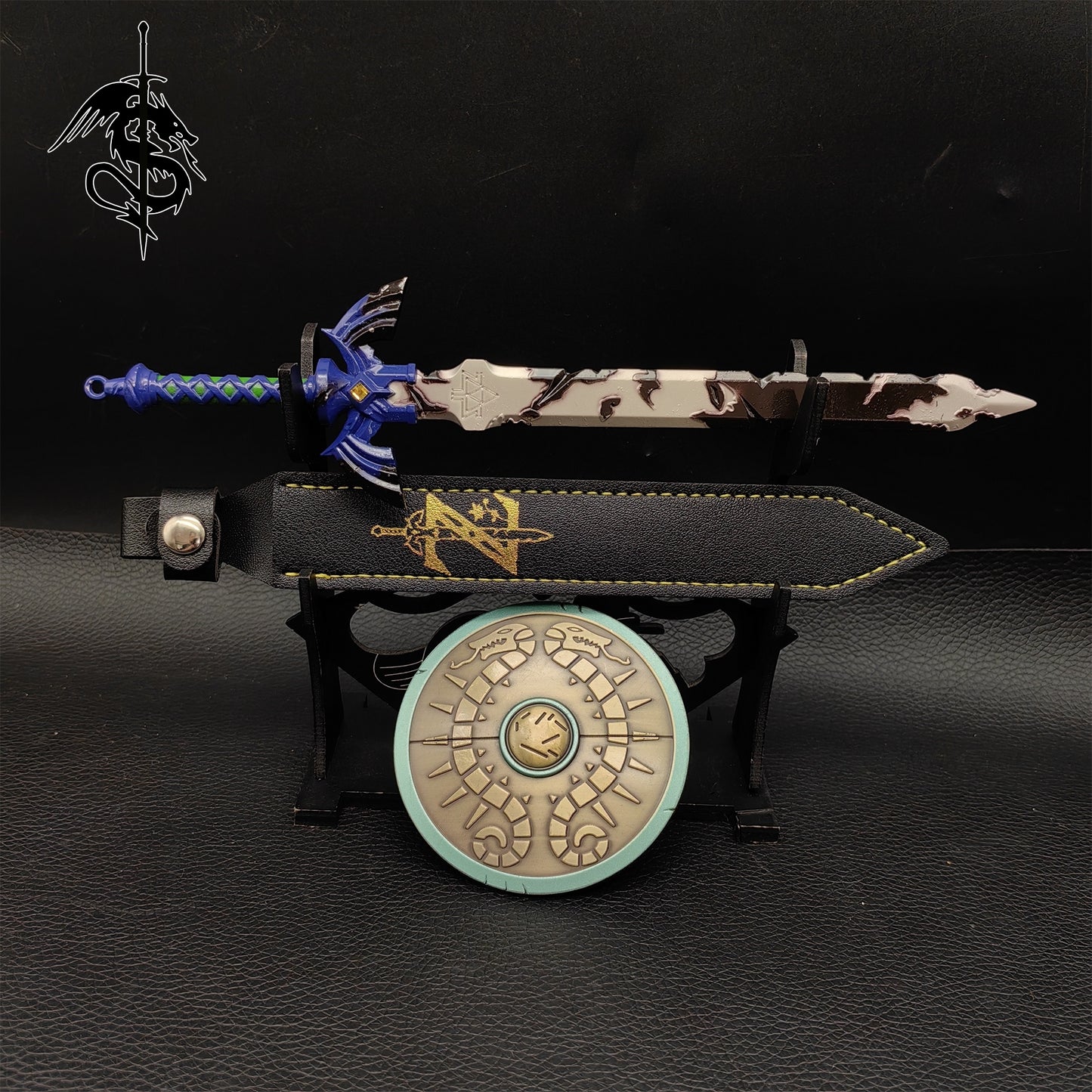Link's Weapons Metal Swords Shield Trident Bow Collection Display