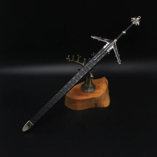 Aerondight Sword: A Small Metal Replica of Geralt's Silver Sword