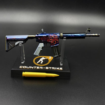 CS Game Skin M4A4 Red Blossom Mini Metal Game Replica For Collection