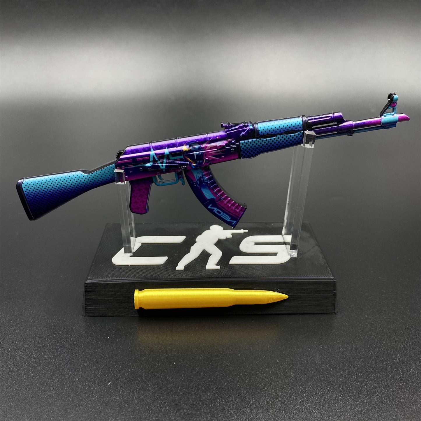 Hot Game CS2 Neon Rider Skin Metal AK-47 Mini Gun Metal Replica Game Prop Collectible