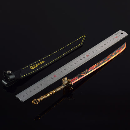 Honglian Karmic Fire Blade Mini Replical, Cang Yu Anime Alloy Collectible Sword Ornament