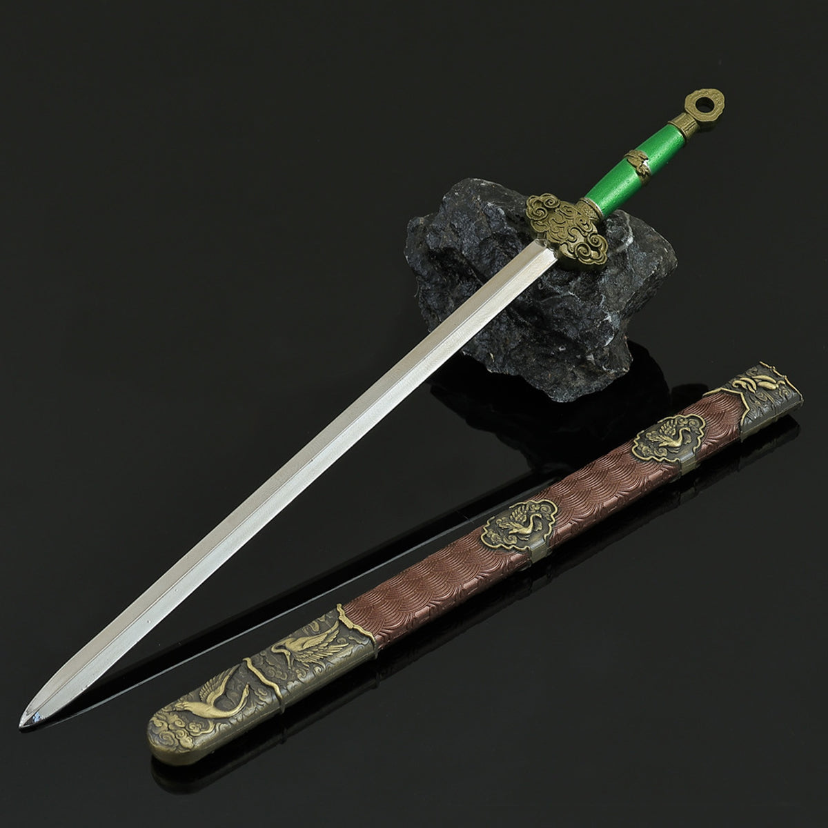 Lu Dongbin Chunyang Sword Mini Replica, Chinese Legend Alloy Collectible Sword Ornament