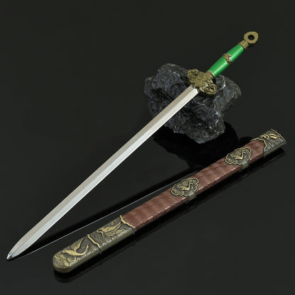 Lu Dongbin Chunyang Sword Mini Replica, Chinese Legend Alloy Collectible Sword Ornament