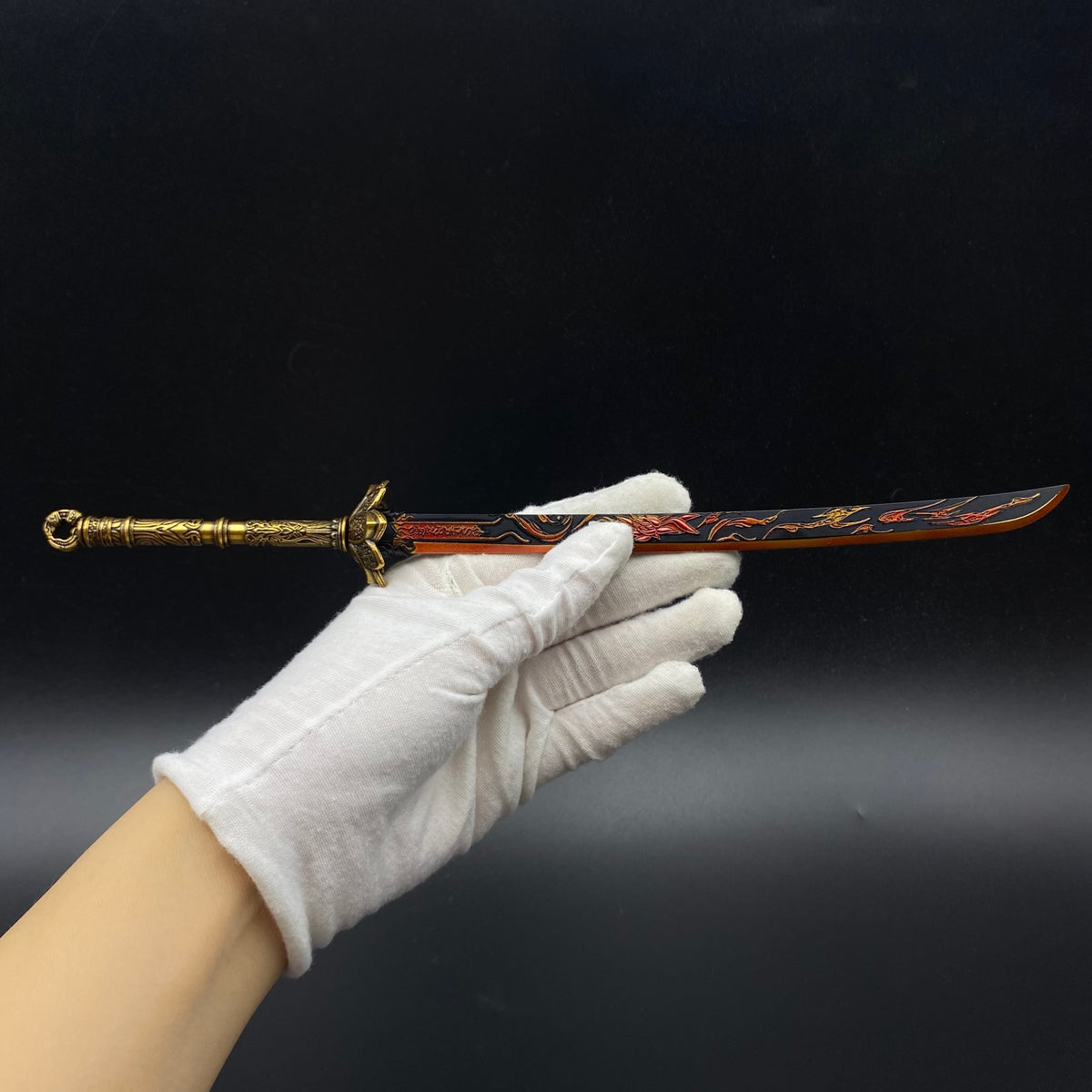 Honglian Karmic Fire Blade Mini Replical, Cang Yu Anime Alloy Collectible Sword Ornament
