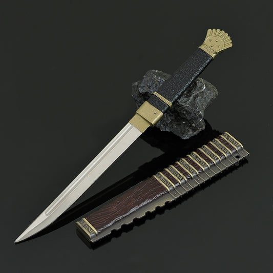 Fish Mouth Sword Alloy Replica Ancient Chinese Cold Weapon Collectible Display Prop