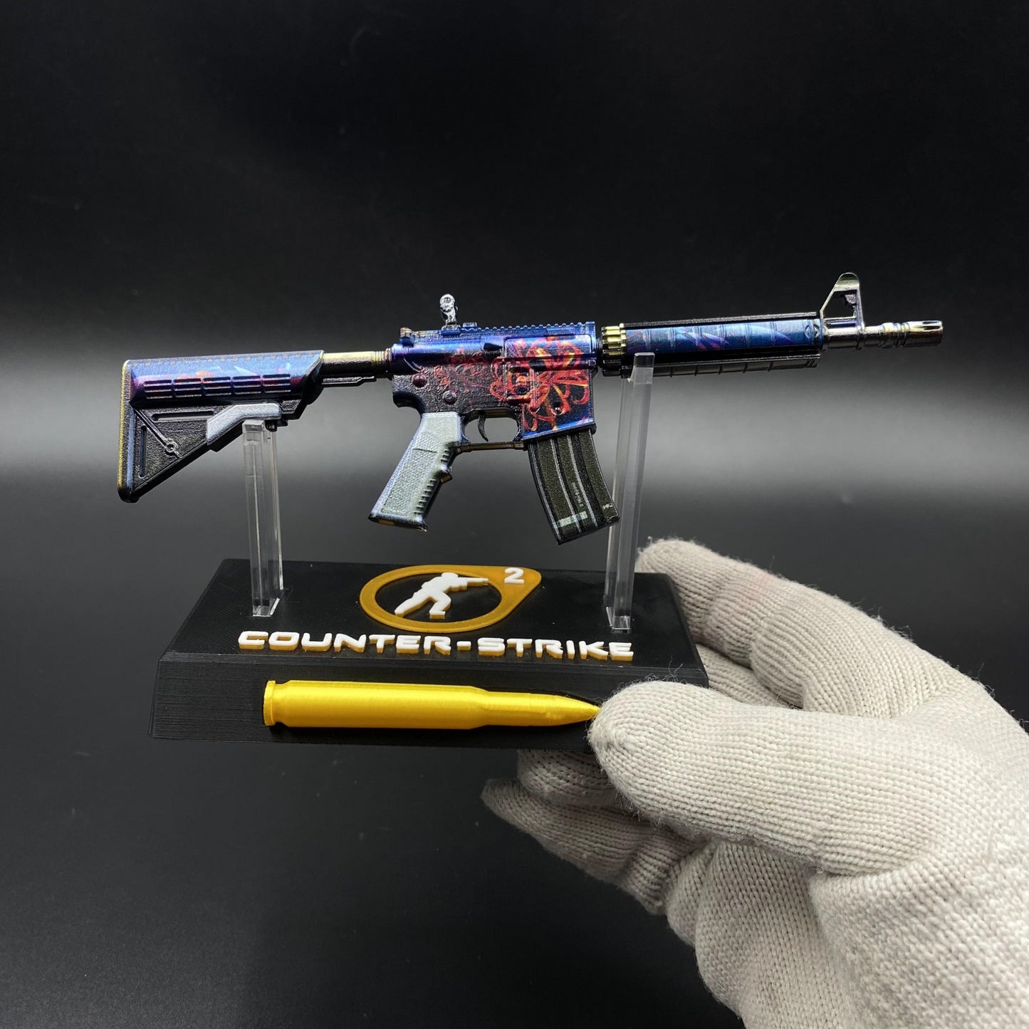CS Game Skin M4A4 Red Blossom Mini Metal Game Replica For Collection