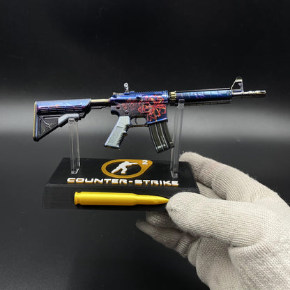 CS Game Skin M4A4 Red Blossom Mini Metal Game Replica For Collection