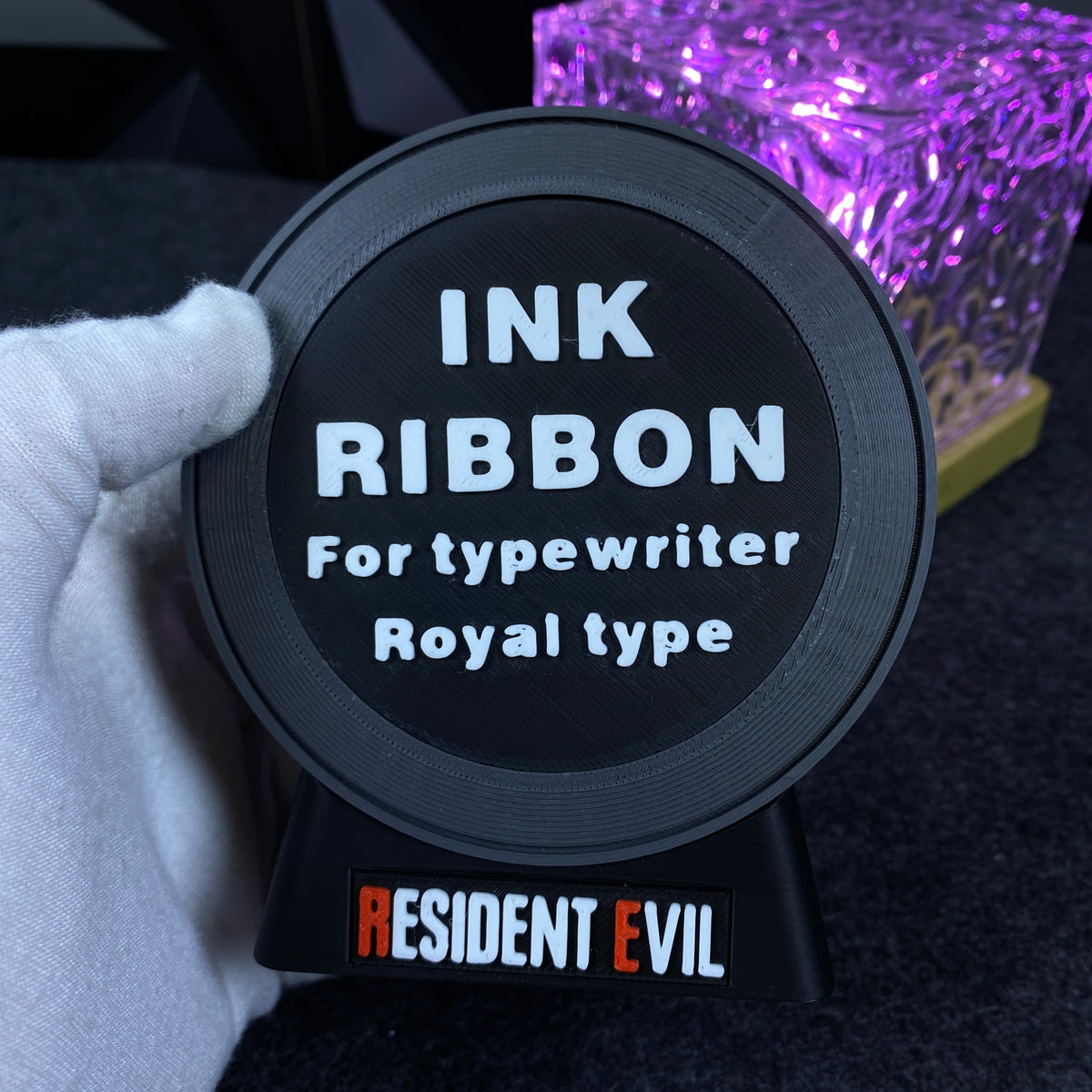 3D Printed Horror Game Ink Ribbon Shape Speaker, Gaming Room Decor Fan Collectible