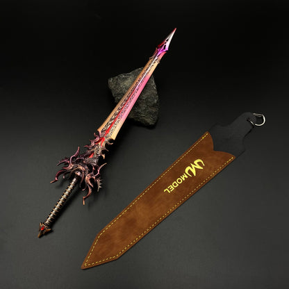 Dark Dragon Emperor Sword Mini Replica, Douluo Anime Alloy Collectible Sword Ornament