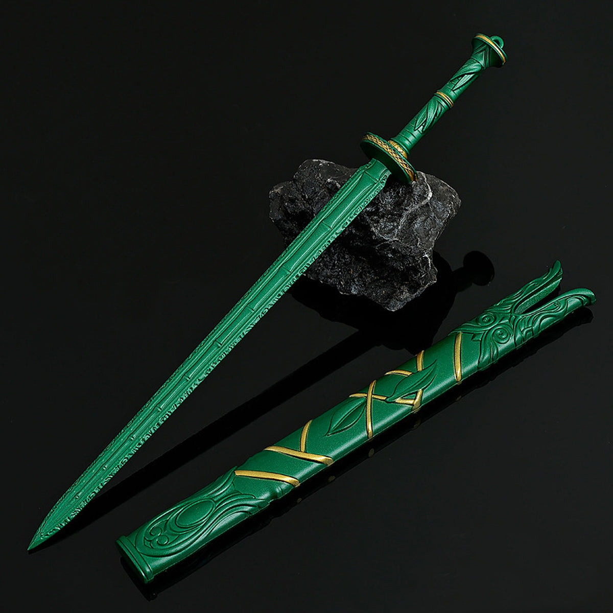 Green Bamboo Bee Cloud Sword from Mortal's Legend of Immortality Mini Metal Sword Collectible