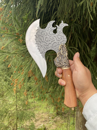 Hand-Forged Dragon Head Axe Battle Axe