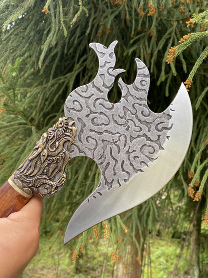 Hand-Forged Dragon Head Axe Battle Axe