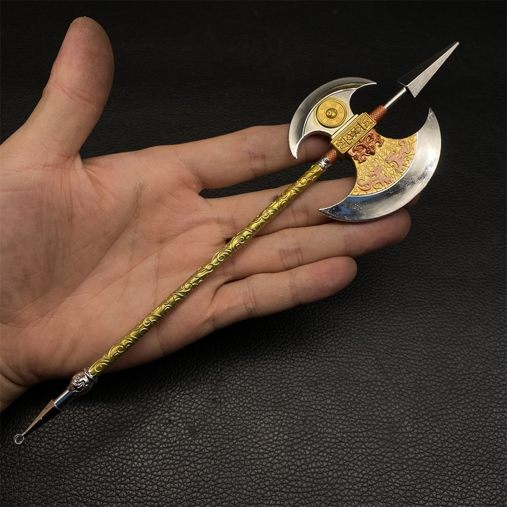 Ancient Long Handle Axe Metal Miniature