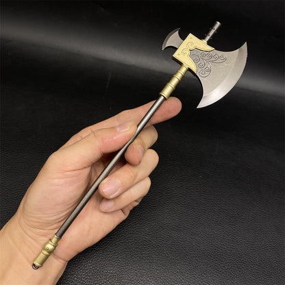 Ancient Long Handle Axe Metal Miniature