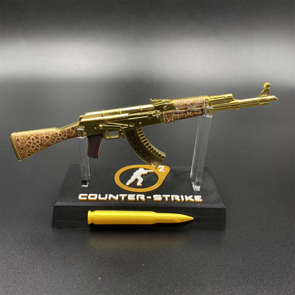 Tiny AK-47 Gold Arabesque Miniature Metal Collectible For Display