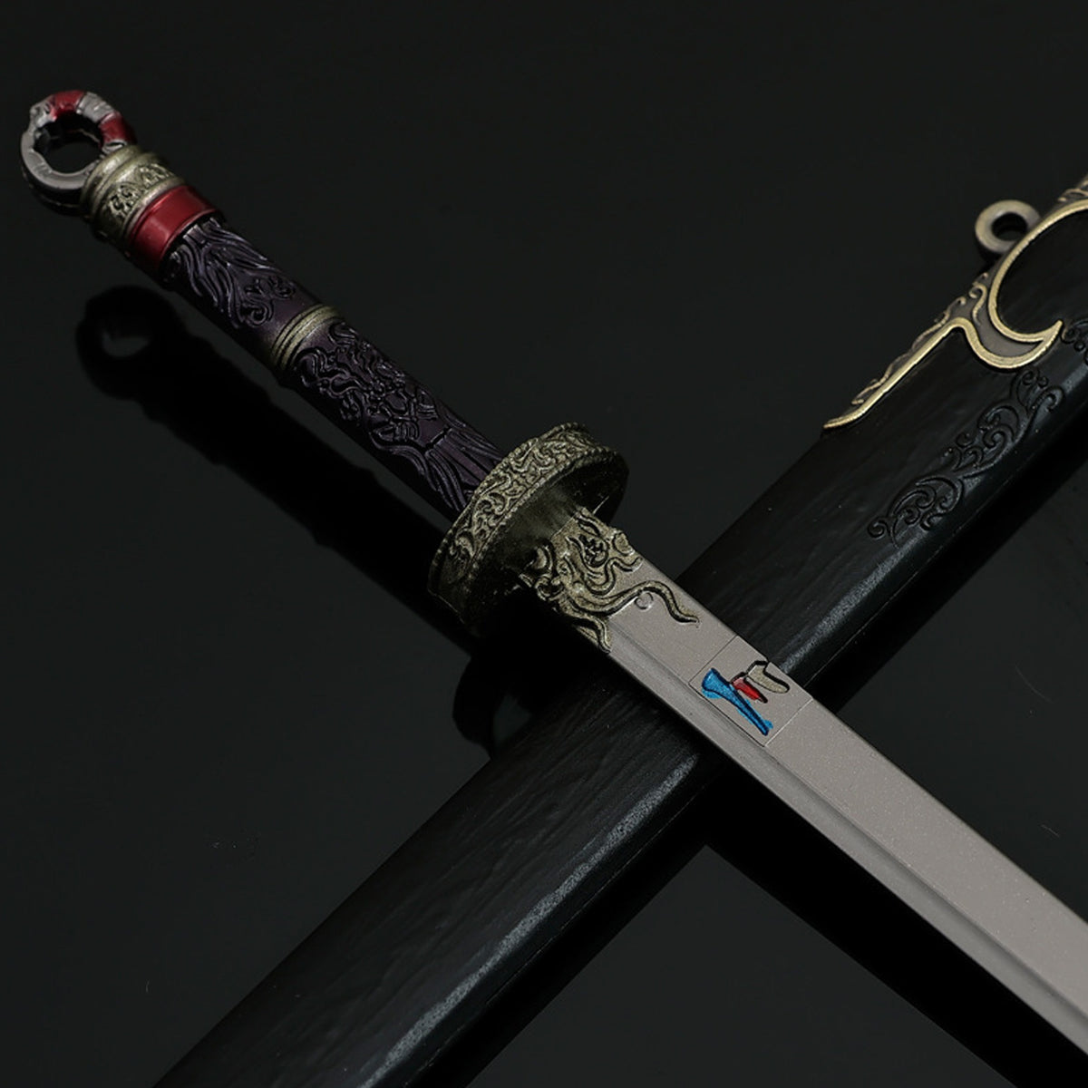 Cang Yu Tu Meng Chuan Demon Slayer Sword Alloy Replica Chinese Fantasy Anime Weapon Replica with Scabbard Non-sharp Desktop Collectible Ornament Gift
